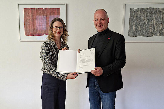 Ernennung von Prof. Kirschenmann. Bild mit Prof. Krausch.
